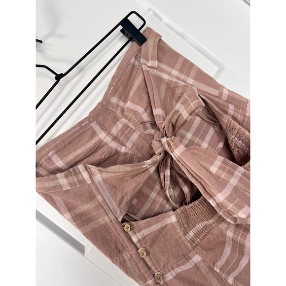 Free People Endless Summer Life Like This Plaid Strapless Midi Dress Brown Large - Picture 8 of 14